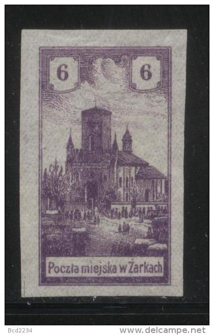 POLAND 1918 ZARKI LOCAL PROVISIONALS 3RD SERIES 6H BROWN-VIOLET IMPERF FORGERY USED - Nuevos