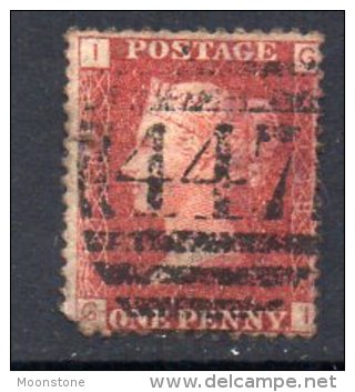 GB QV 1858-79 1d Plate 138, Corner Letters GJ, Used - Oblitérés