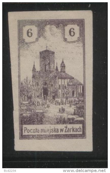 POLAND 1918 ZARKI LOCAL PROVISIONALS 3RD SERIES 6H BROWN-VIOLET IMPERF FORGERY NG - Ungebraucht
