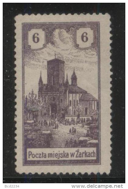 POLAND 1918 ZARKI LOCAL PROVISIONALS 3RD SERIES 6H BROWN-VIOLET PERF FORGERY NG - Unused Stamps