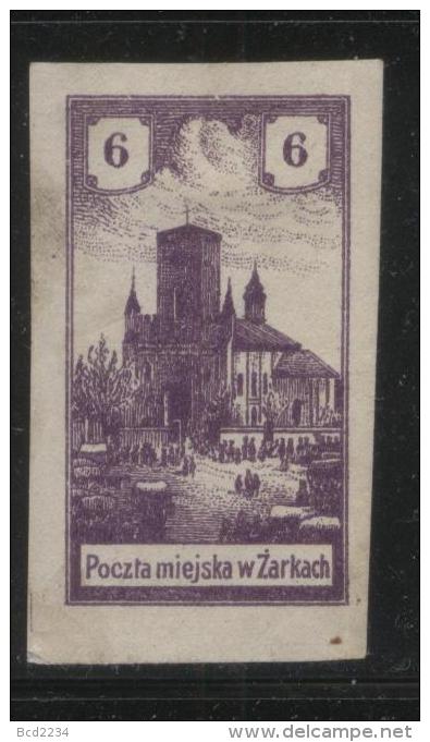 POLAND 1918 ZARKI LOCAL PROVISIONALS 3RD SERIES 6H BROWN-VIOLET IMPERF FORGERY NG - Unused Stamps