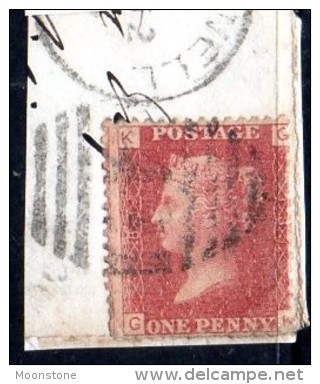 GB QV 1858-79 1d Plate 181, Corner Letters GK On Small Piece, Used - Oblitérés