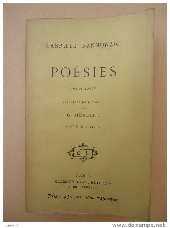 Gabriele D'Annunzio - Poésies  - 1878 . 1893 - - Autres & Non Classés