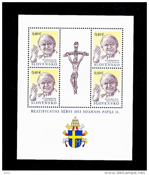 Feuillet De 4 Timbres 2011 Pape Jean Paul II (tir. 25000 Feuillet) YT 577 Mi 660 Pope Pabst Joan Paulus II - Unused Stamps