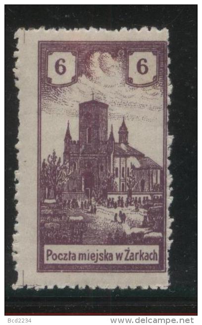POLAND 1918 ZARKI LOCAL PROVISIONALS 3RD SERIES 6H BROWN-VIOLET PERF FORGERY HM - Unused Stamps