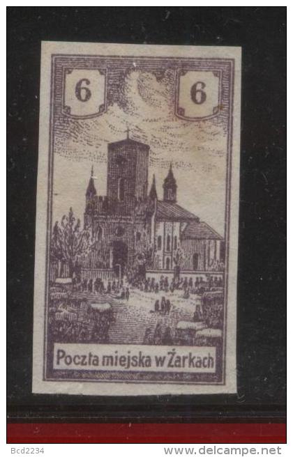 POLAND 1918 ZARKI LOCAL PROVISIONALS 3RD SERIES 6H BROWN-VIOLET IMPERF FORGERY NG - Neufs