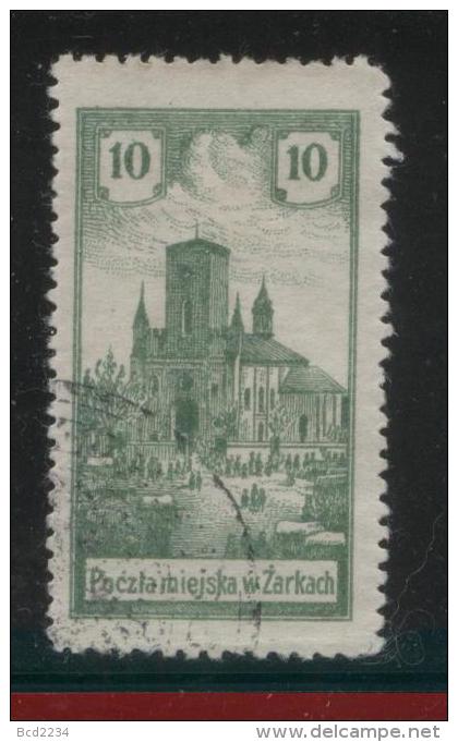 POLAND 1918 ZARKI LOCAL PROVISIONALS 3RD SERIES 10H GREEN PERF FORGERY USED - Unused Stamps