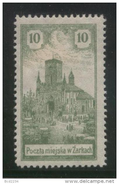 POLAND 1918 ZARKI LOCAL PROVISIONALS 3RD SERIES 10H GREEN PERF FORGERY HM (*) - Neufs