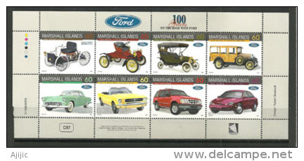 Centenaire Des Automobiles FORD, 8 T-p Neufs ** En Feuillet Des ILES MARSHALL. Yvert 696/703. Côte 14,00 € - Islas Marshall