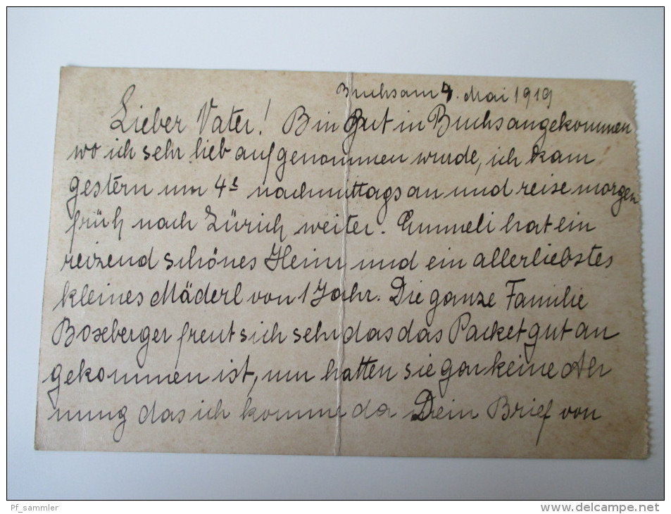 Schweiz Ganzsache Mit Zusatzfrankatur Nach Österreich / Wien 1919 - Lettres & Documents