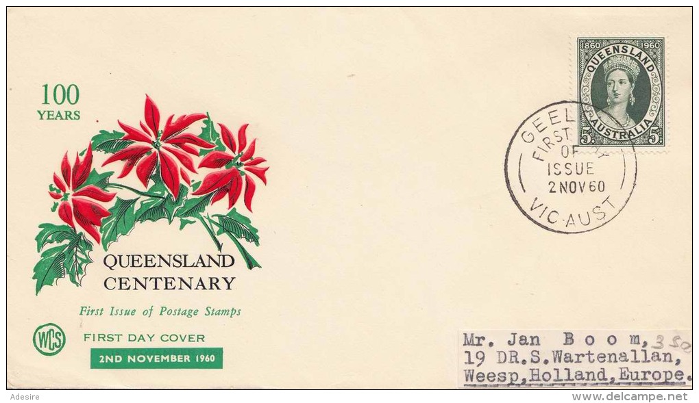 AUSTRALIA 1960 - 5d Frankierung Auf First Day Cover "100 Years Queensland Centenary" Mit Sonderstempel - FDC