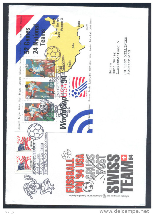 USA  Football Soccer FIFA World Cup 1994 - Block & Special Cancellation - Switzerland - Colombia - 1994 – États-Unis