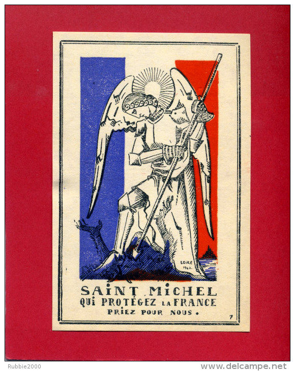 IMAGE PIEUSE PATRIOTIQUE 1940 SAINT MICHEL DESSIN DE GABRIEL LOIRE VERRIER A CHARTRES VITRAIL - Documents