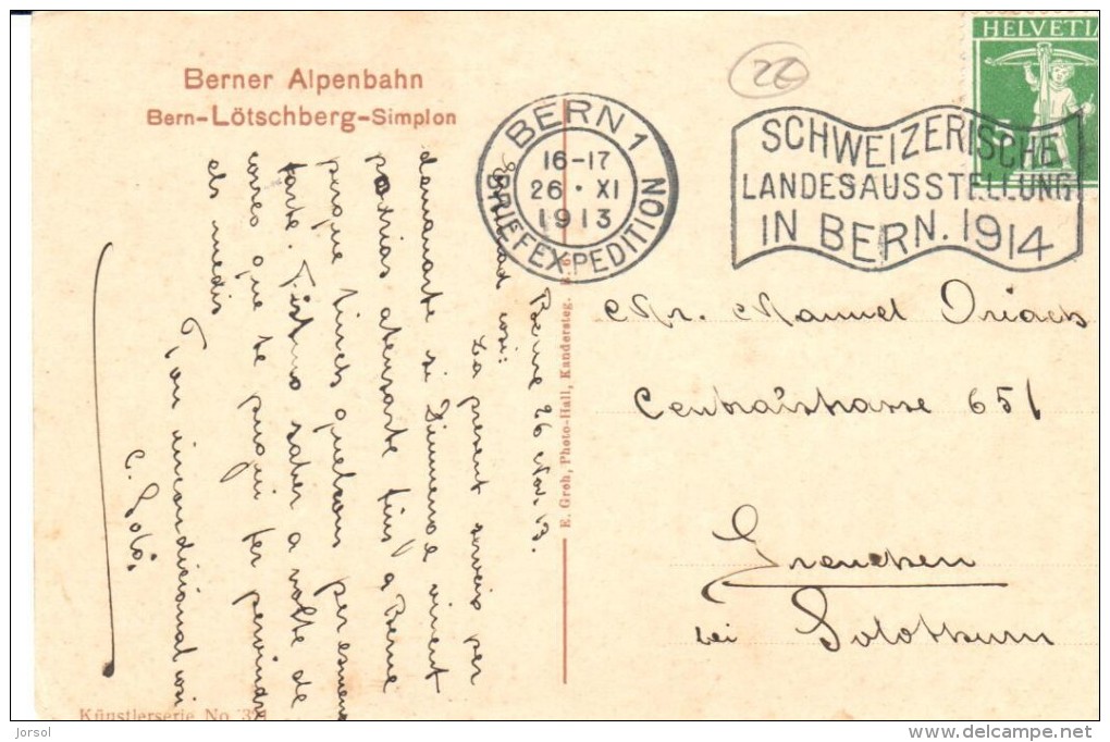 POSTAL   BERNA - SUIZA -  VIADUCTO COMPAÑIA DE FERROCARRIL  LÖTSCHBERGBAHN - Berna