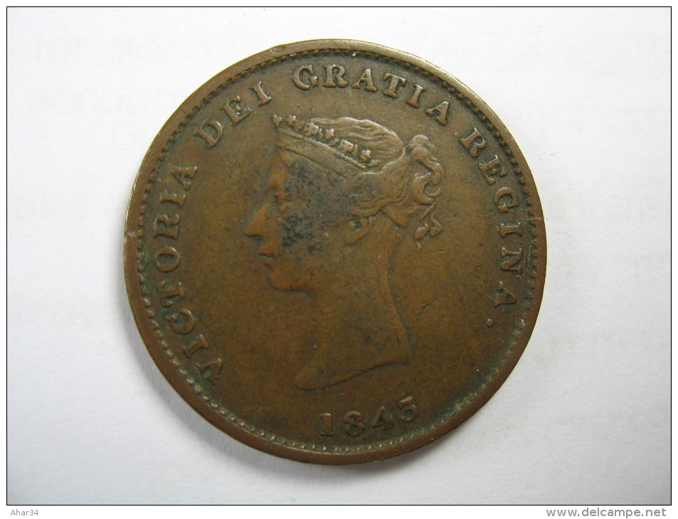 CANADA NEW BRUNSWICK  HALF 1/2  PENNY TOKEN  VICTORIA  1843 SIZE 28 MM LOT 12 NUM 9 RARE - Canada