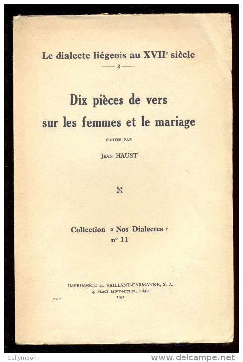 Jean HAUST - Dix Pièces De Vers Sur Les Femmes Et Le Mariage. - Belgique