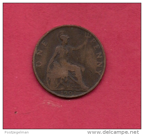 UK, Circulated Coin VF, 1901, 1 Penny, Older Victoria, Bronze, KM790 C1960 - D. 1 Penny