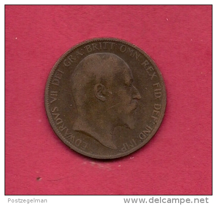 UK, Circulated Coin VF, 1902, 1 Penny, Edward VII, Bronze, KM794.2,  C1961 - D. 1 Penny