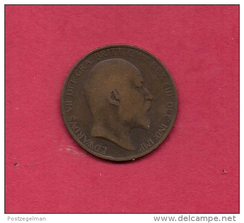 UK, Circulated Coin VF, 1906, 1 Penny, Edward VII, Bronze, KM794.2,  C1965 - D. 1 Penny