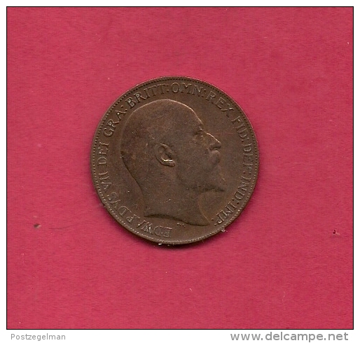 UK, Circulated Coin VF, 1908, 1 Penny, Edward VII, Bronze, KM794.2,  C1967 - D. 1 Penny