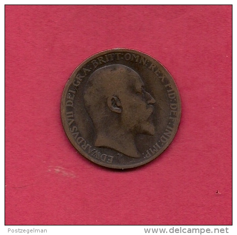 UK, Circulated Coin VF, 1910, 1 Penny, Edward VII, Bronze, KM794.2,  C1969 - D. 1 Penny