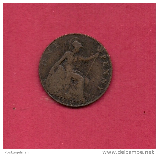 UK, Circulated Coin VF, 1912, 1 Penny, George V, Bronze, KM810,  C1971 - D. 1 Penny