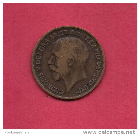 UK, Circulated Coin VF, 1917, 1 Penny, George V, Bronze, KM810,  C1976 - D. 1 Penny