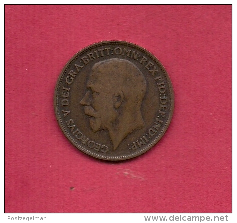 UK, Circulated Coin VF, 1918, 1 Penny, George V, Bronze, KM810,  C1977 - D. 1 Penny