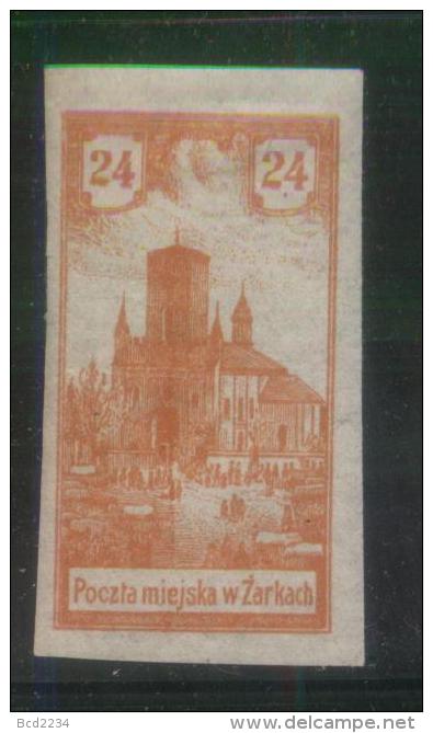 POLAND 1918 ZARKI LOCAL PROVISIONALS 3RD SERIES 24H ORANGE IMPERF FORGERY HM (*) - Nuovi