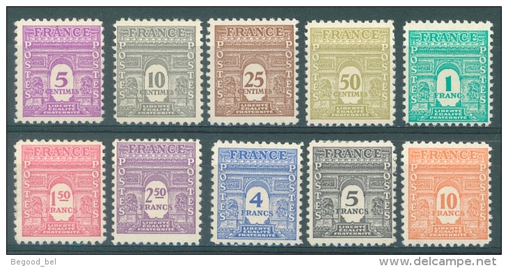 FRANCE - 1944 - MH/* - ARC DE TRIOMPHE -  Yv 620-629 - Lot 9791 - 1944-45 Triomfboog