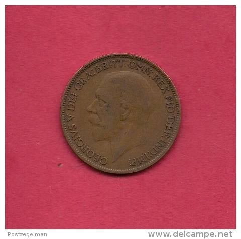 UK, Circulated Coin VF, 1927, 1 Penny, George V, Bronze, KM810,  C1984 - D. 1 Penny