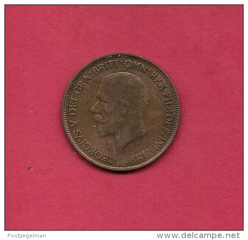 UK, Circulated Coin VF, 1929, 1 Penny, George V, Bronze, KM810,  C1986 - D. 1 Penny