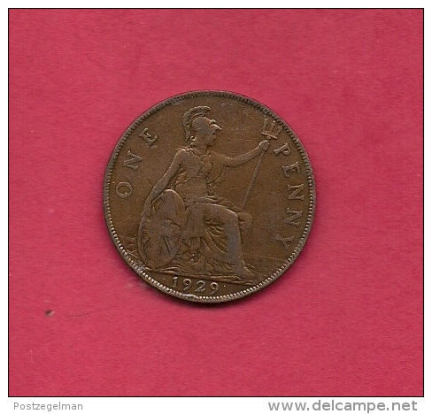 UK, Circulated Coin VF, 1929, 1 Penny, George V, Bronze, KM810,  C1986 - D. 1 Penny