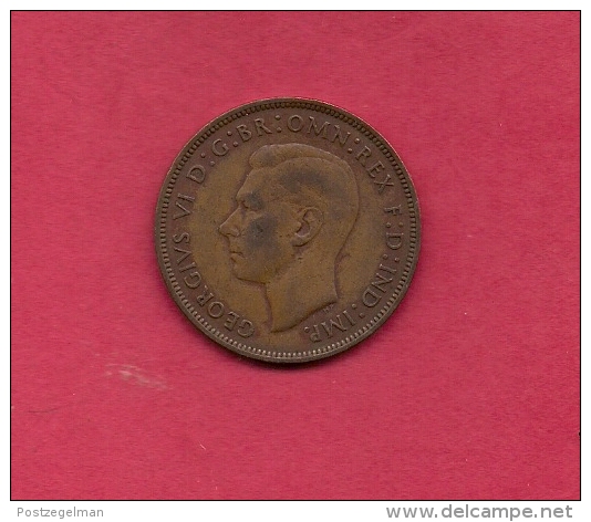 UK, Circulated Coin VF, 1944, 1 Penny, George VI, Bronze, KM845,  C1997 - D. 1 Penny