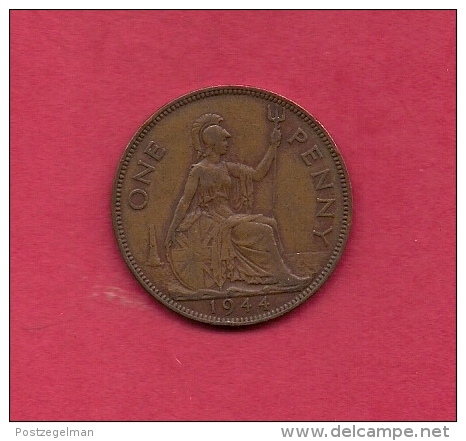 UK, Circulated Coin VF, 1944, 1 Penny, George VI, Bronze, KM845,  C1997 - D. 1 Penny