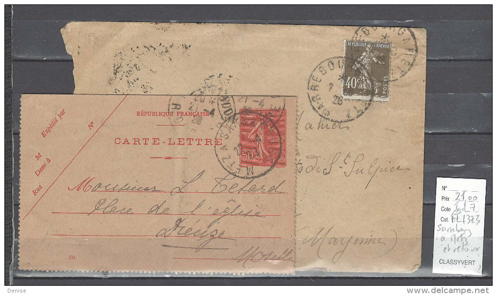 Lettre Cachet  Ambulant   Sarrebourg à Metz Et Retour  -Alsace - Indice 7 - Railway Post