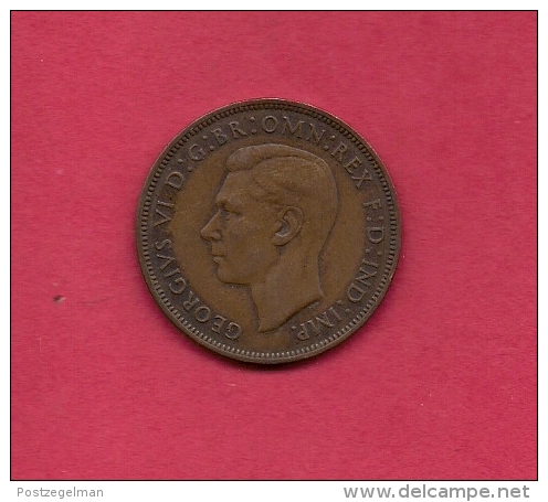 UK, Circulated Coin XF, 1946, 1 Penny, George VI, Bronze, KM845,  C1999 - D. 1 Penny