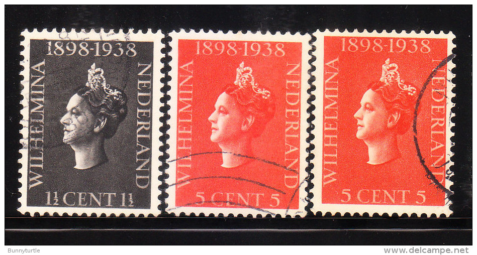 Netherlands 1938 Reign Of Queen Wilhelmina 3v Used - Used Stamps