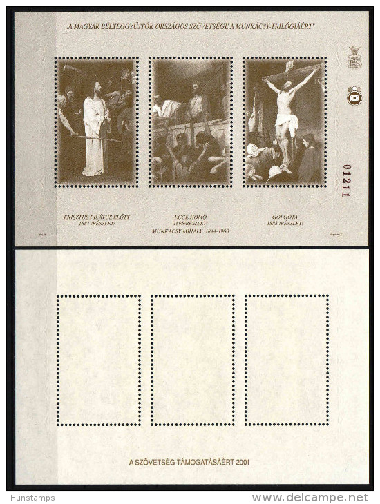 Hungary 2001. Easter / Munkacsy Paintings : Trilogia NICE, MONOCHROME Commemorative Sheet Special Cat Number: 2001/43. - Nuevos