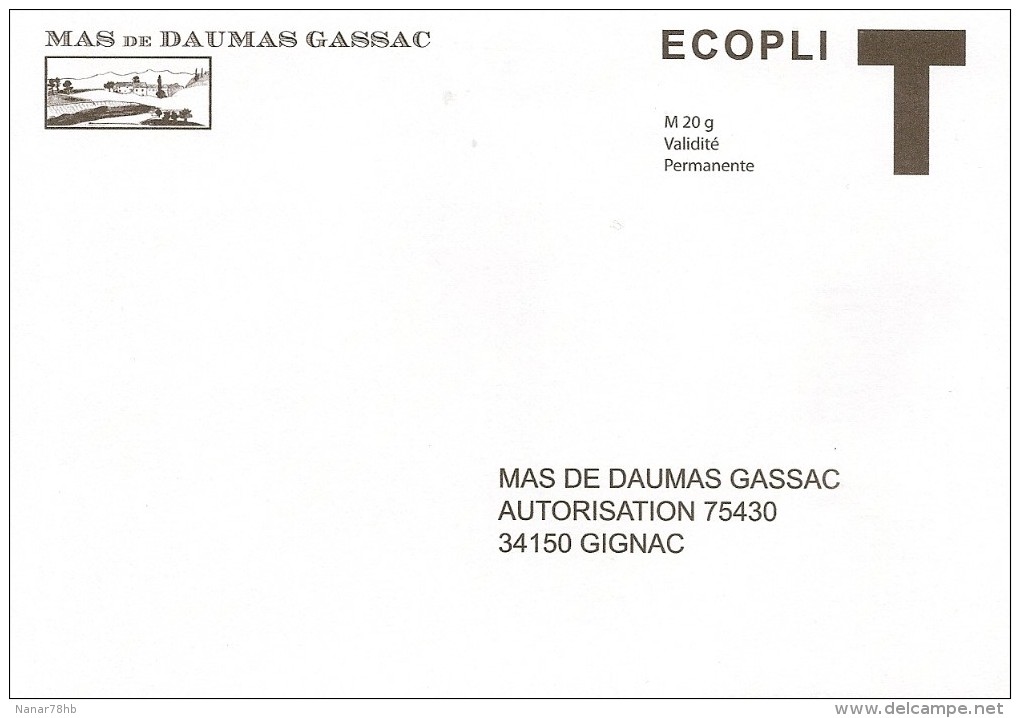 Enveloppe T Pout Mas De Daumas Gassac (validité Permanente) écopli (viticulture, Vin, Boisson) - Buste Risposta T