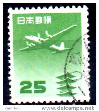 JAPAN 1952 Air Douglas DC-4 Airliner Over Horyuji Pagoda - 25y. - Green   FU - Airmail