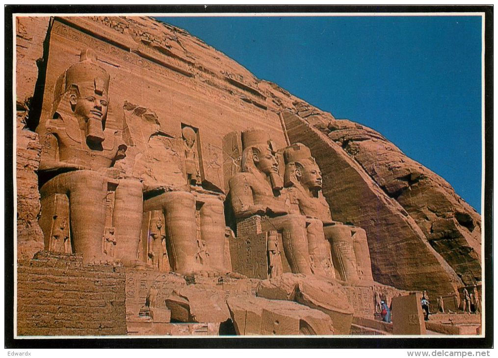 Abu Simbel, Egypt Postcard Used Posted To UK 1997 Stamp - Abu Simbel Temples