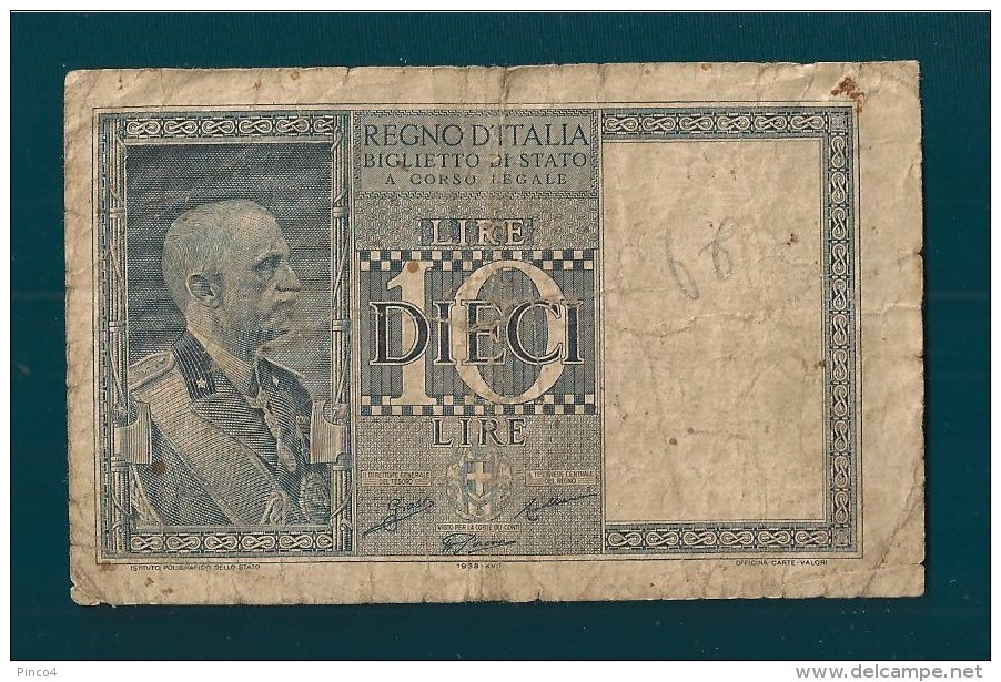 DITTATURA FASCISTA 10 LIRE  1938 XVII - Regno D'Italia – 10 Lire