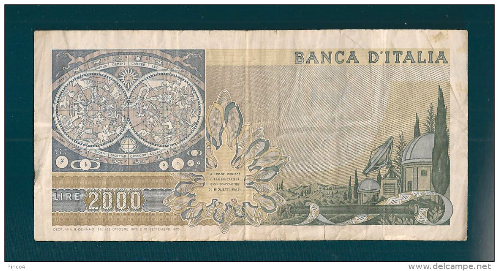 REPUBBLICA ITALIANA 2000 LIRE GALILEO 22 OTTOBRE 1976 - 2.000 Lire