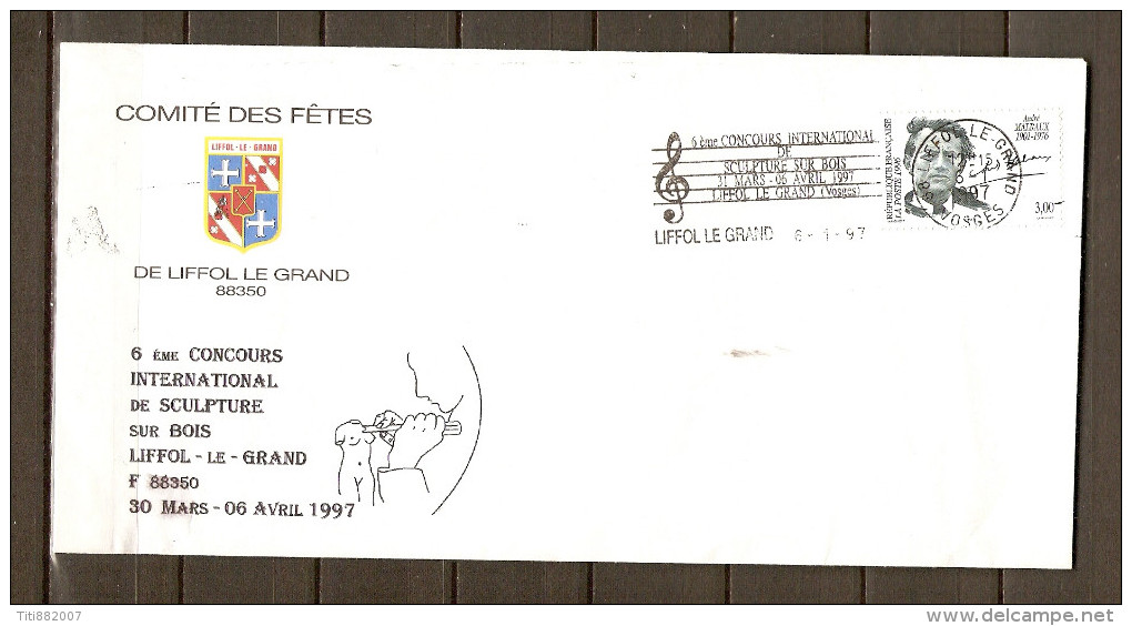 FRANCE.   Y&T N° 3038 Sur Lettre. Oblitération Cachet Rond  . Malraux  /  Sculpture Sur Bois. - Lettres & Documents