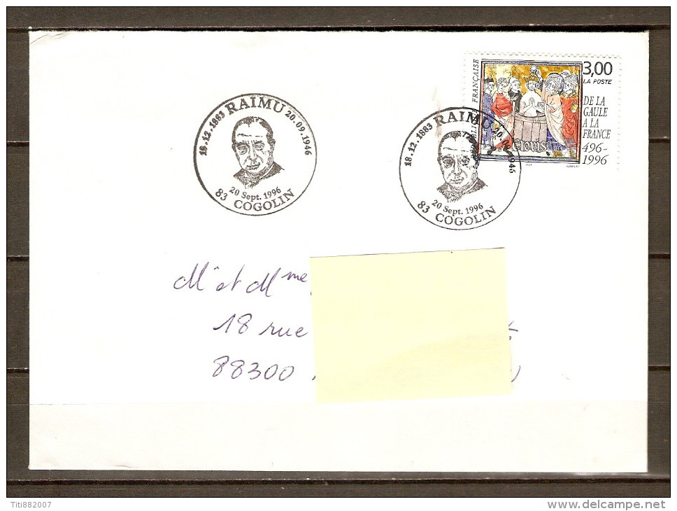 FRANCE.   Y&T N° 3024  Sur Lettre. Oblitération Cachet Rond  .   Raimu  /  Cogolin - Covers & Documents