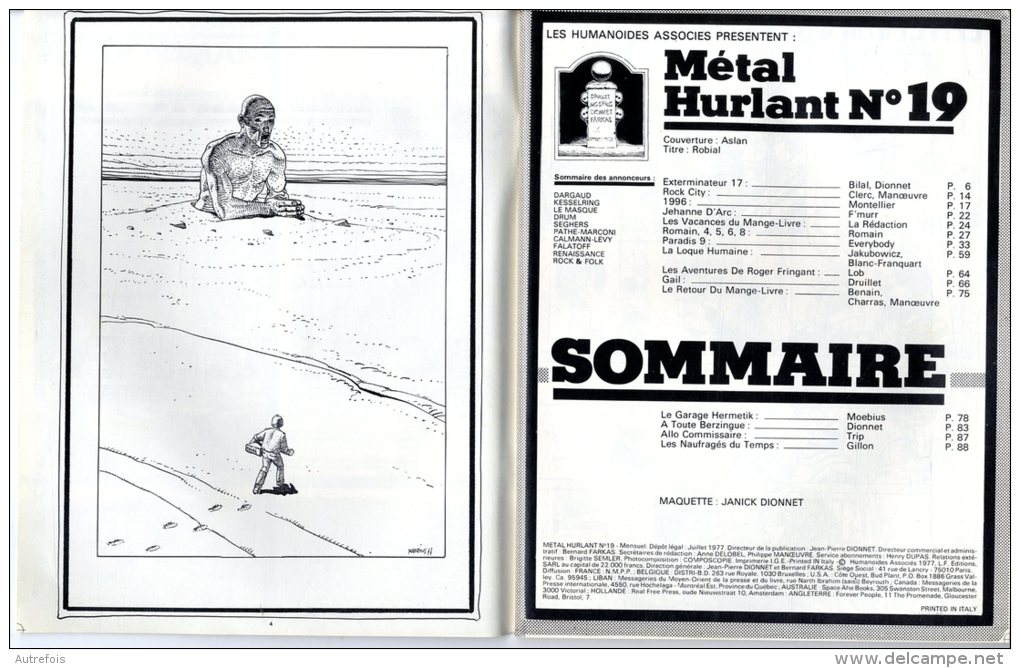 METAL HURLANT   -  N° 19  -  COUVERTURE ASLAM - Métal Hurlant