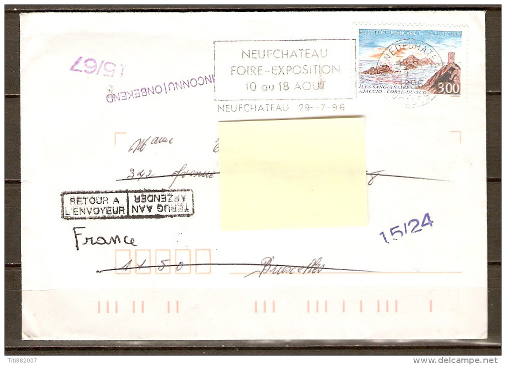 FRANCE.   Y&T N° 3019 Sur Lettre. Oblitération Cachet Rond    Pour La Belgique, Retour à L'envoyeur - Lettres & Documents