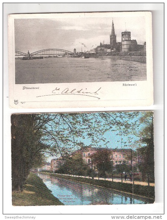 2 ZWEI DUSSELDORF Germany Old Postcards POSTALLY USED + STAMPS - Duesseldorf