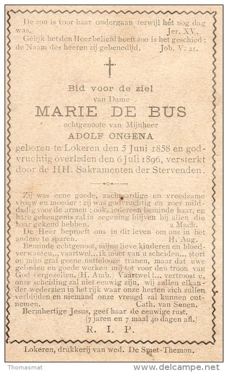 Bidprentje - Marie De Bus - Ongena - Lokeren 1858-1896 - Collections